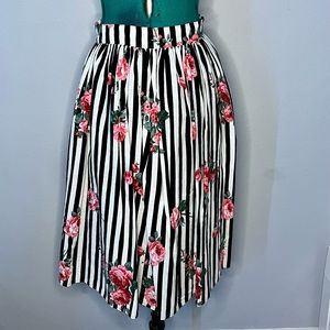 Vintage Striped Rose Skirt